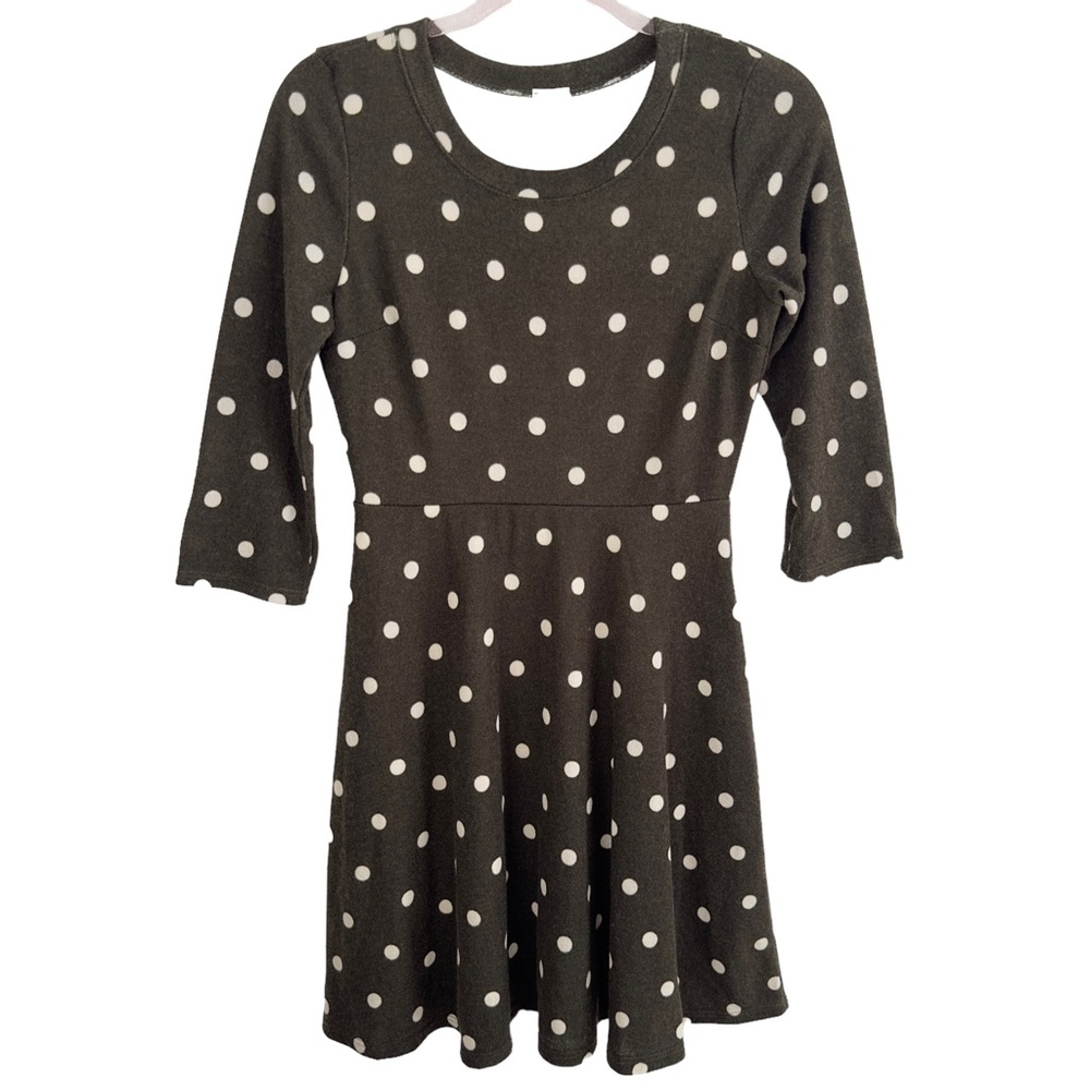 Soft Knit Polka Dots Flare Sweater Mini Dress